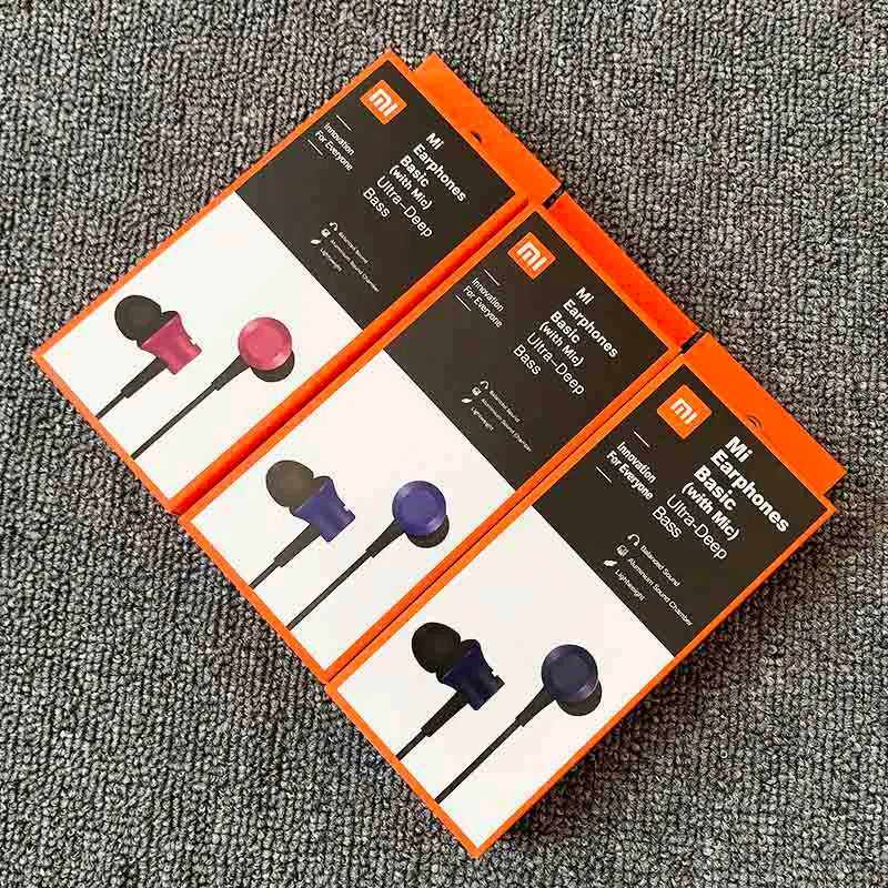 Piston wired in-ear headphones with 3.5mm plug in black, blue and red colour options.