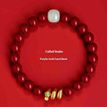 Handmade Chinese snake year cinnabar bracelet with snake beads in traditional zodiac design
