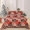 Christmas red plaid pattern bedding three-piece set with quilt cover and pillowcases