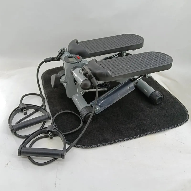 Silver grey hydraulic mini treadmill waist slimming machine with pedal design for home and gym fitness