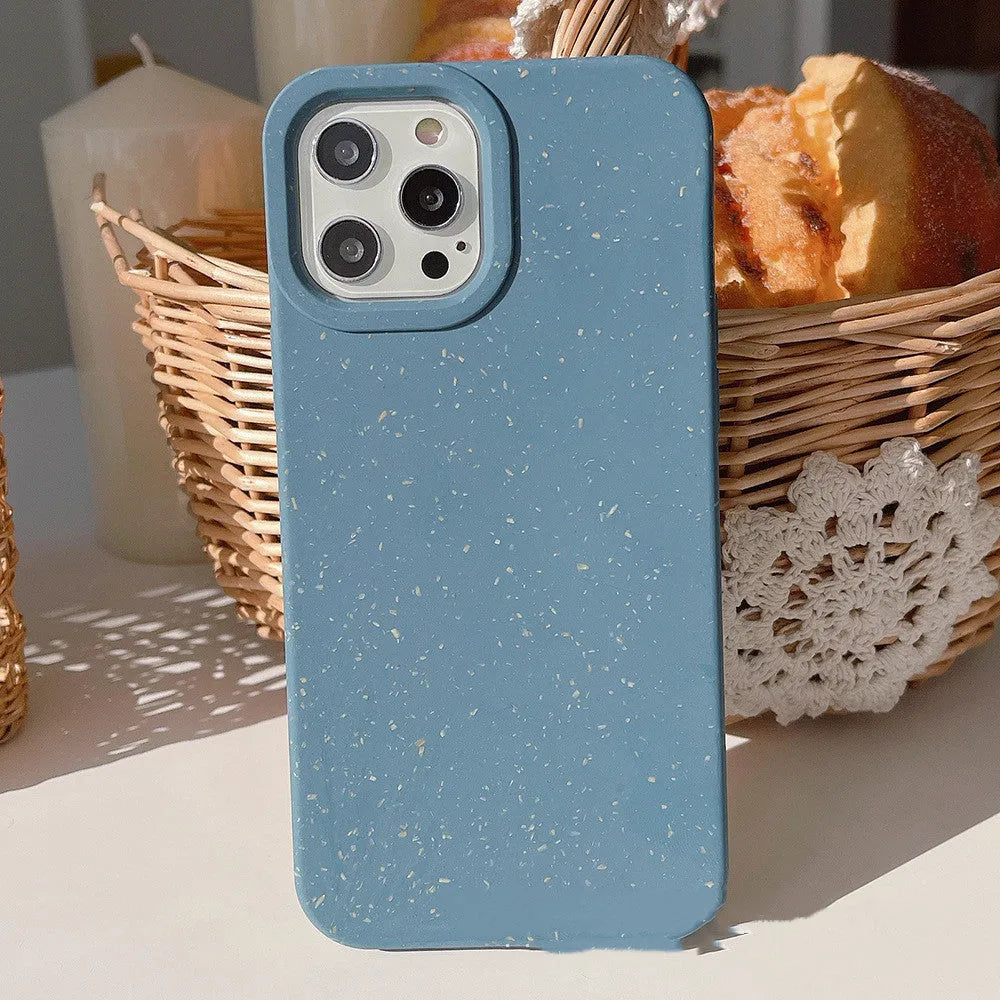 Fully degradable wheat straw fibre iPhone case in various colours for iPhone 14 Pro Max.