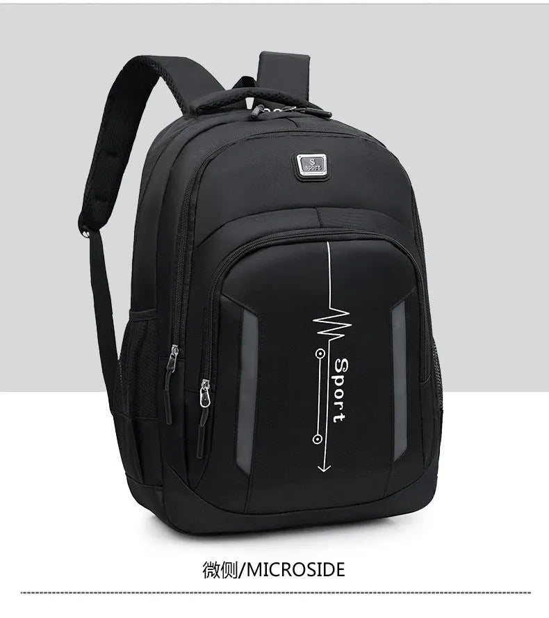 20-35 litre black Oxford cloth backpack with air pillow straps for business travel