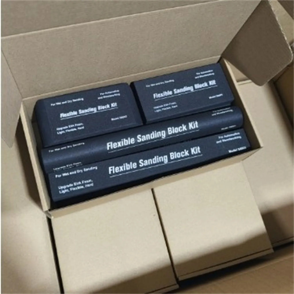 Set of seven black textured metal EVA frosted modelling blocks for miniature bases.