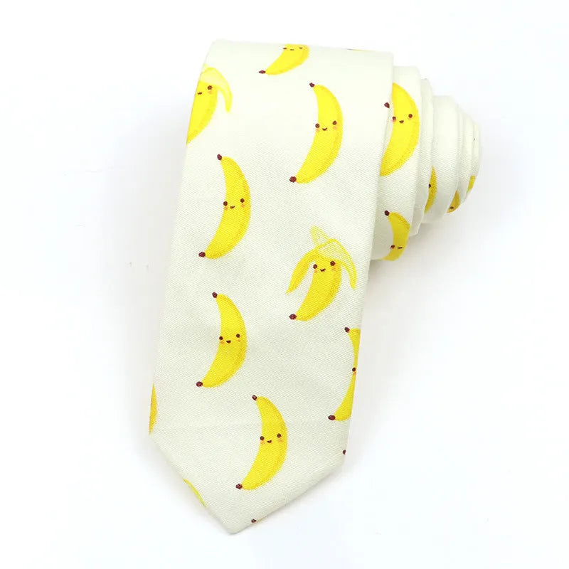 Korean style narrow cotton bow tie with cartoon pattern printing and adjustable neck strap