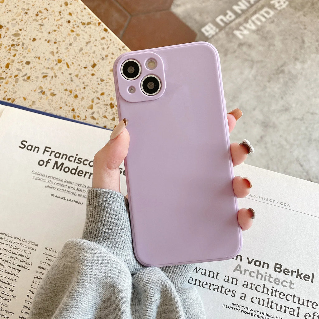 Solid colour straight edge TPU liquid silicone back cover phone case for Apple iPhone 14 Pro Max in black