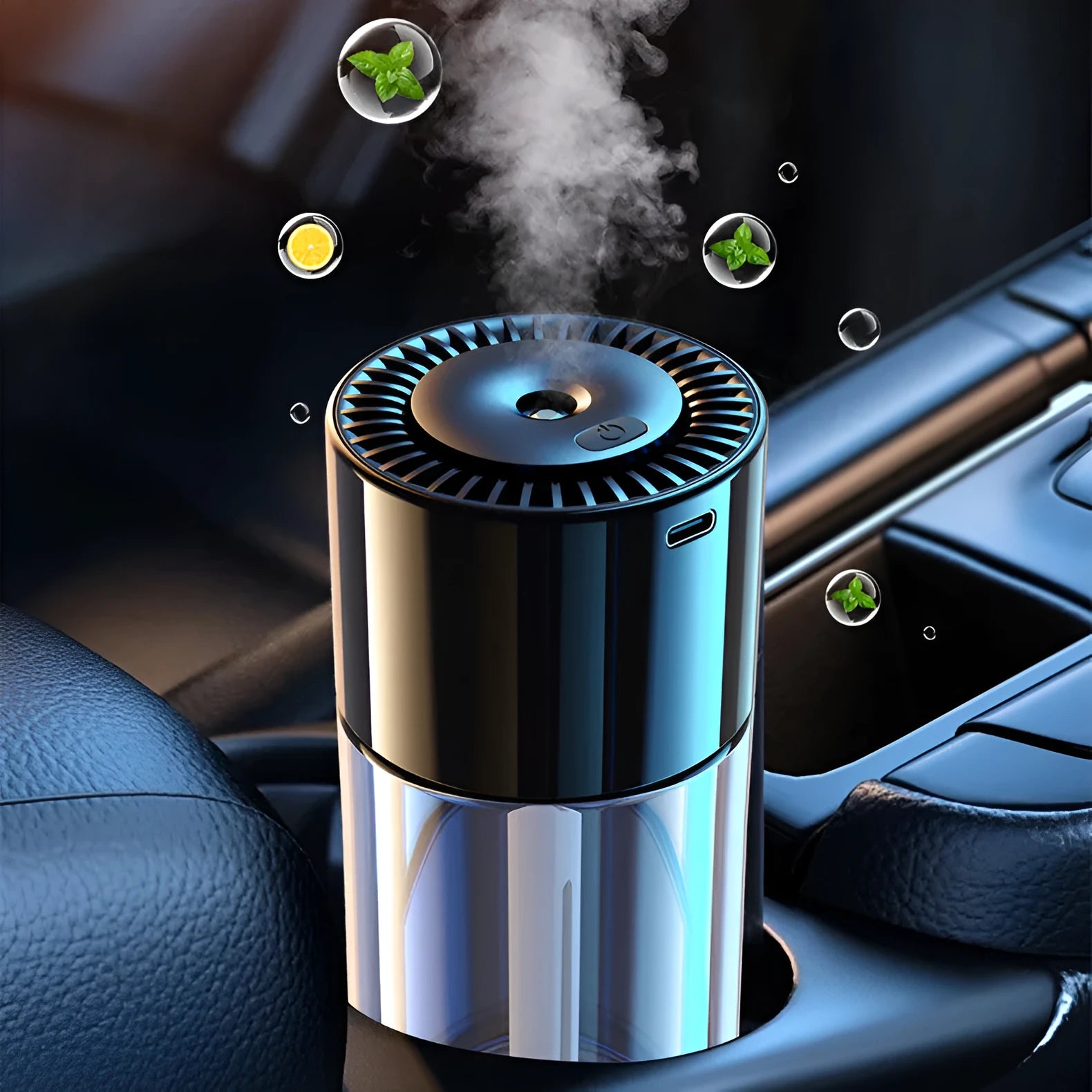 AI intelligent spray perfume humidifier with glass perfume seat and USB plug