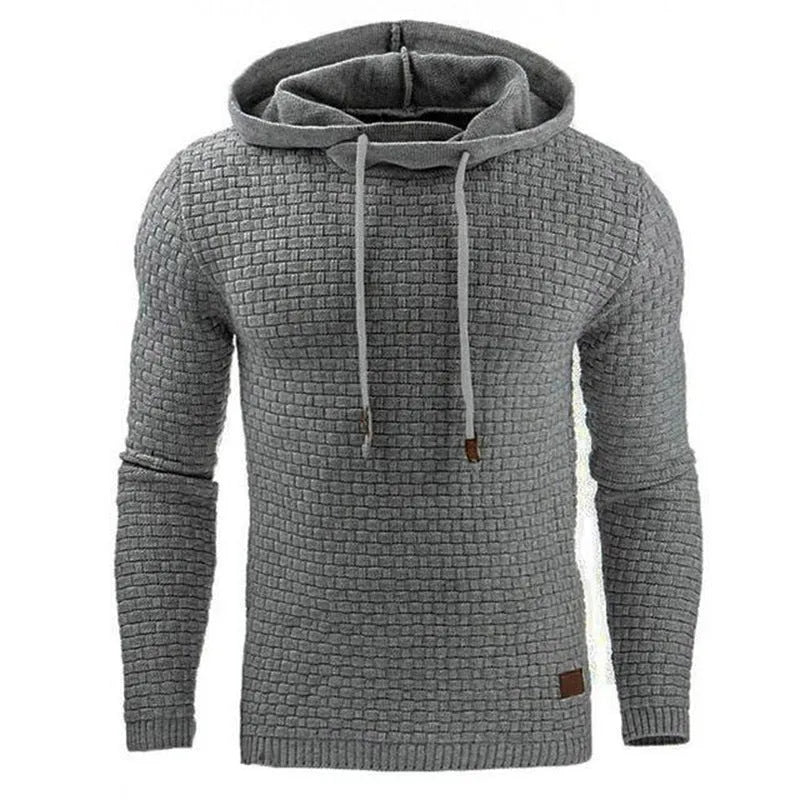 Men's hooded sweatshirt in a cotton-polyester blend available in multiple colours on a size chart