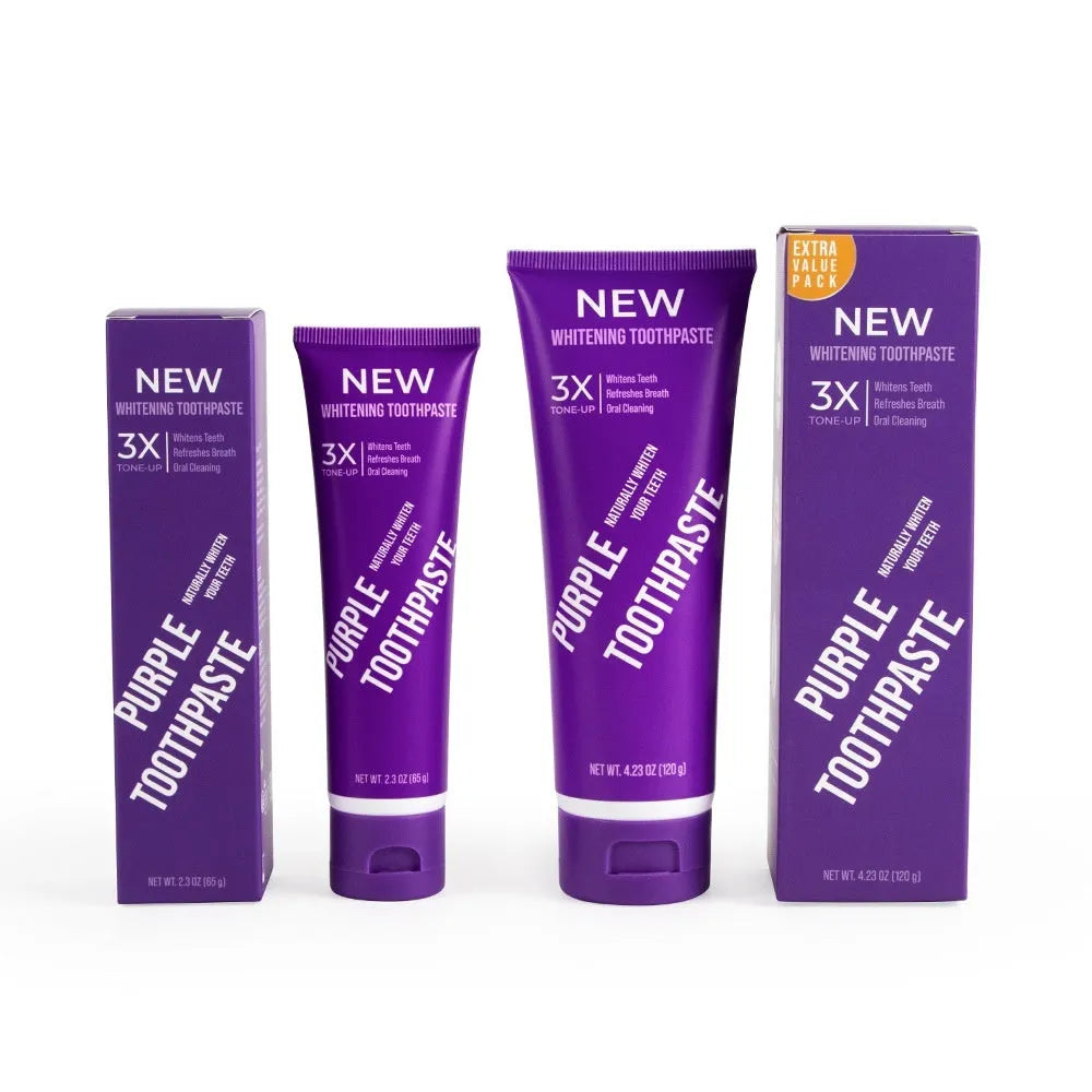 120g tube of purple whitening toothpaste for adult stain removal and teeth brightening