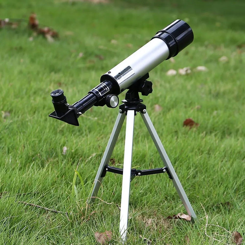 Outdoor monocular space telescope with 360mm focal length, 50mm aperture, and two eyepieces on a 34cm tripod