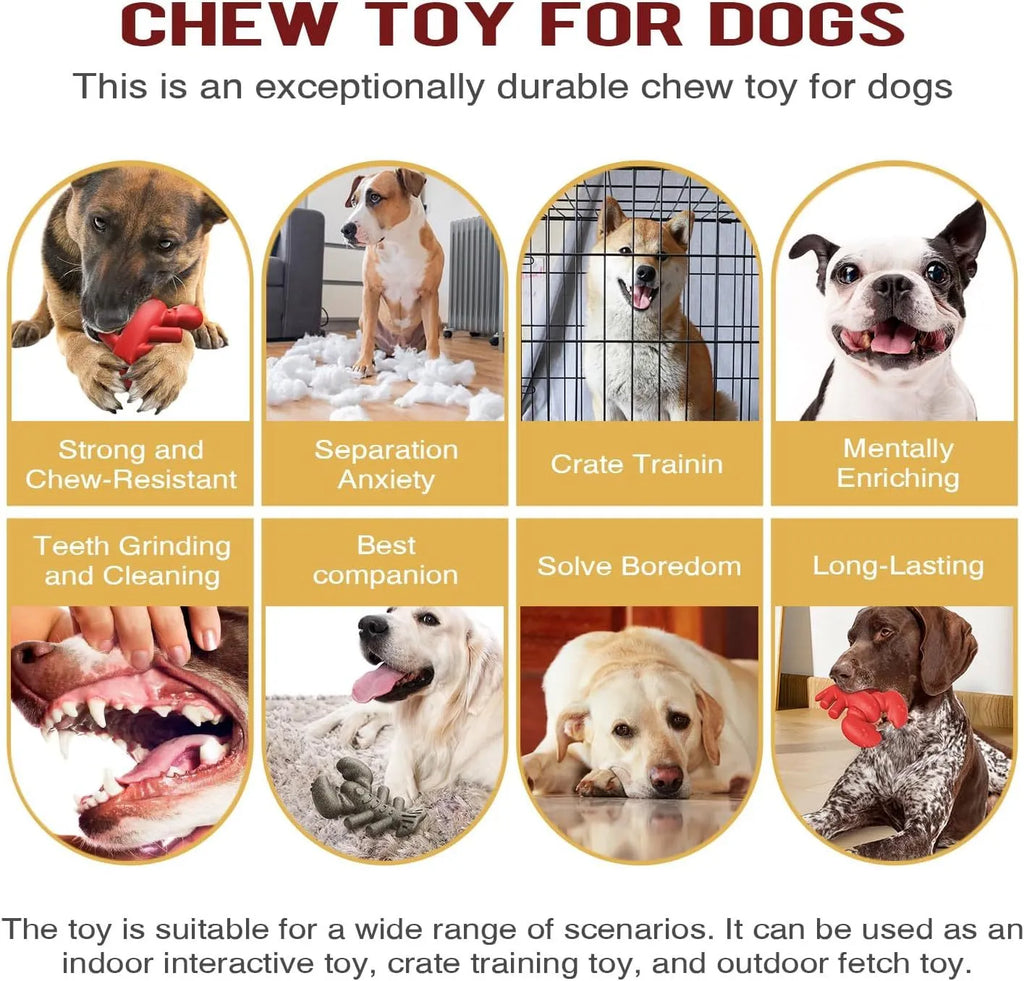Large red dog chew toy for aggressive chewers with dental benefits