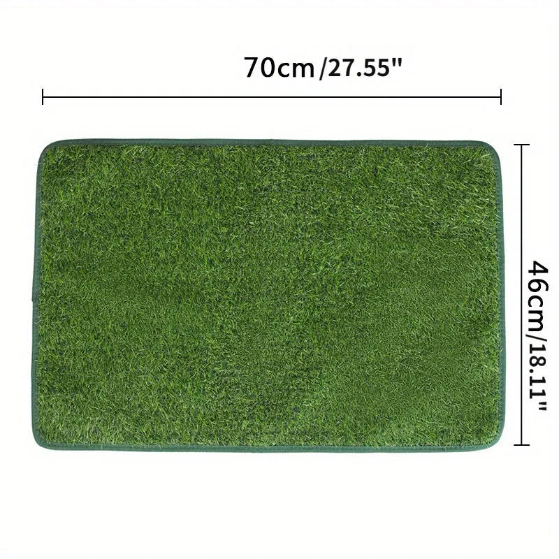 Artificial grass dog toilet training mat shown in three different sizes on a floor.