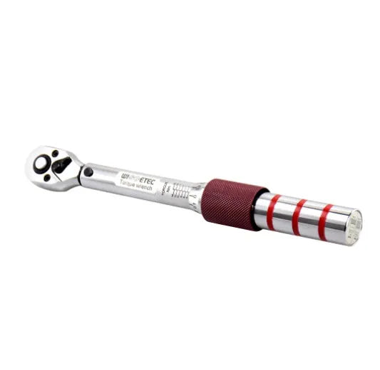 Metric torque wrench set with steel handle, 1/4 inch square drive head, and embossed scale
