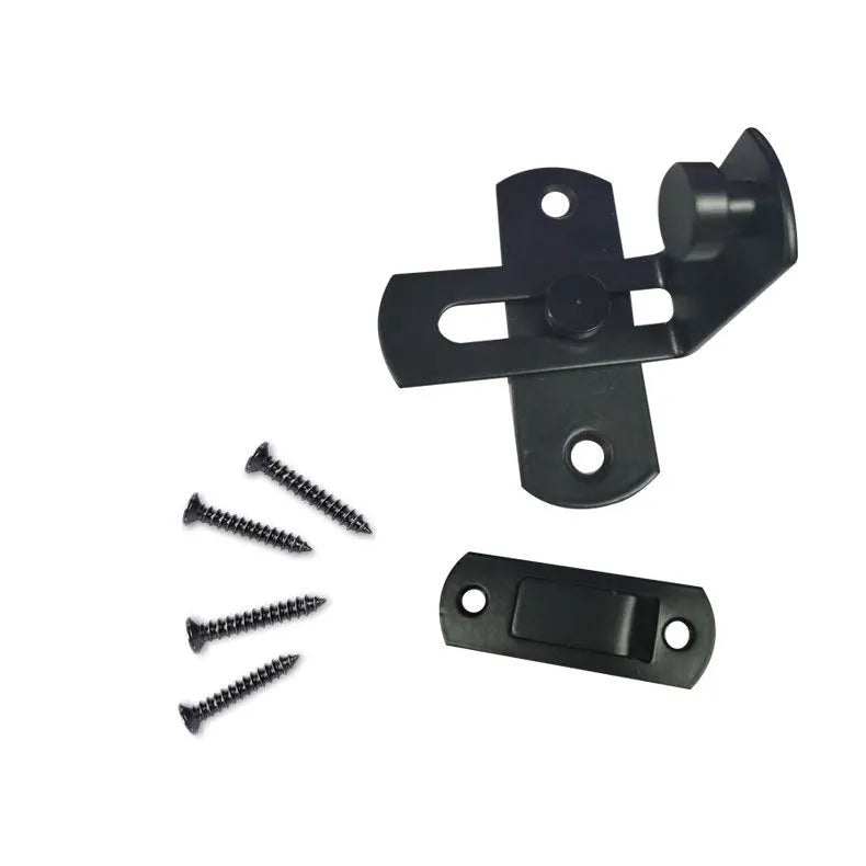 90 degree sliding door lock with black carbon steel hasp and stainless steel shackle for barn doors