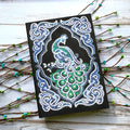 Black A5 diamond painting notebook with peacock design for creative project planning