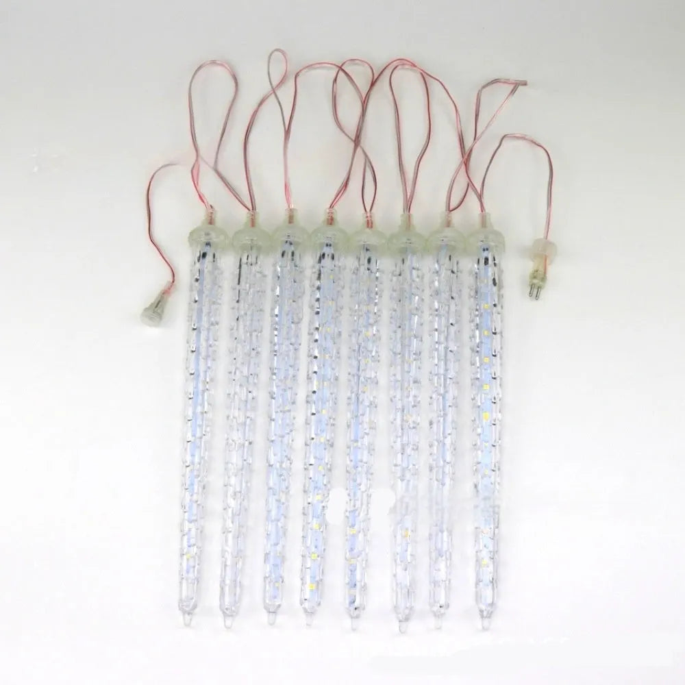 LED ice cone shaped meteor shower solar Christmas ornamental festoon lamp with plastic shell