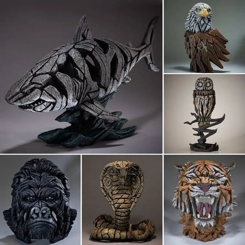 Hand-painted resin animal sculpture pendant in American cartoon style, 20 x 9.5 x 13.5 cm, choice of chameleon frog lion shark