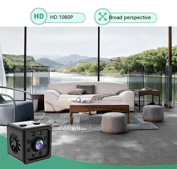 Black ABS plastic network sports camera cube measuring 26cm with mounting bracket and accessories