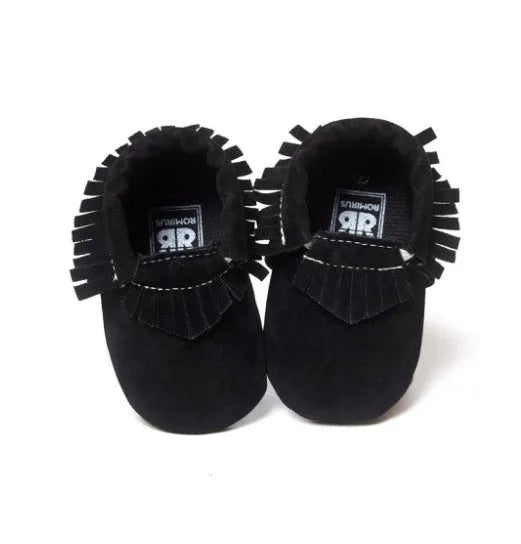 PU suede leather newborn baby shoes with soft sole and non-slip grip available in multiple colours