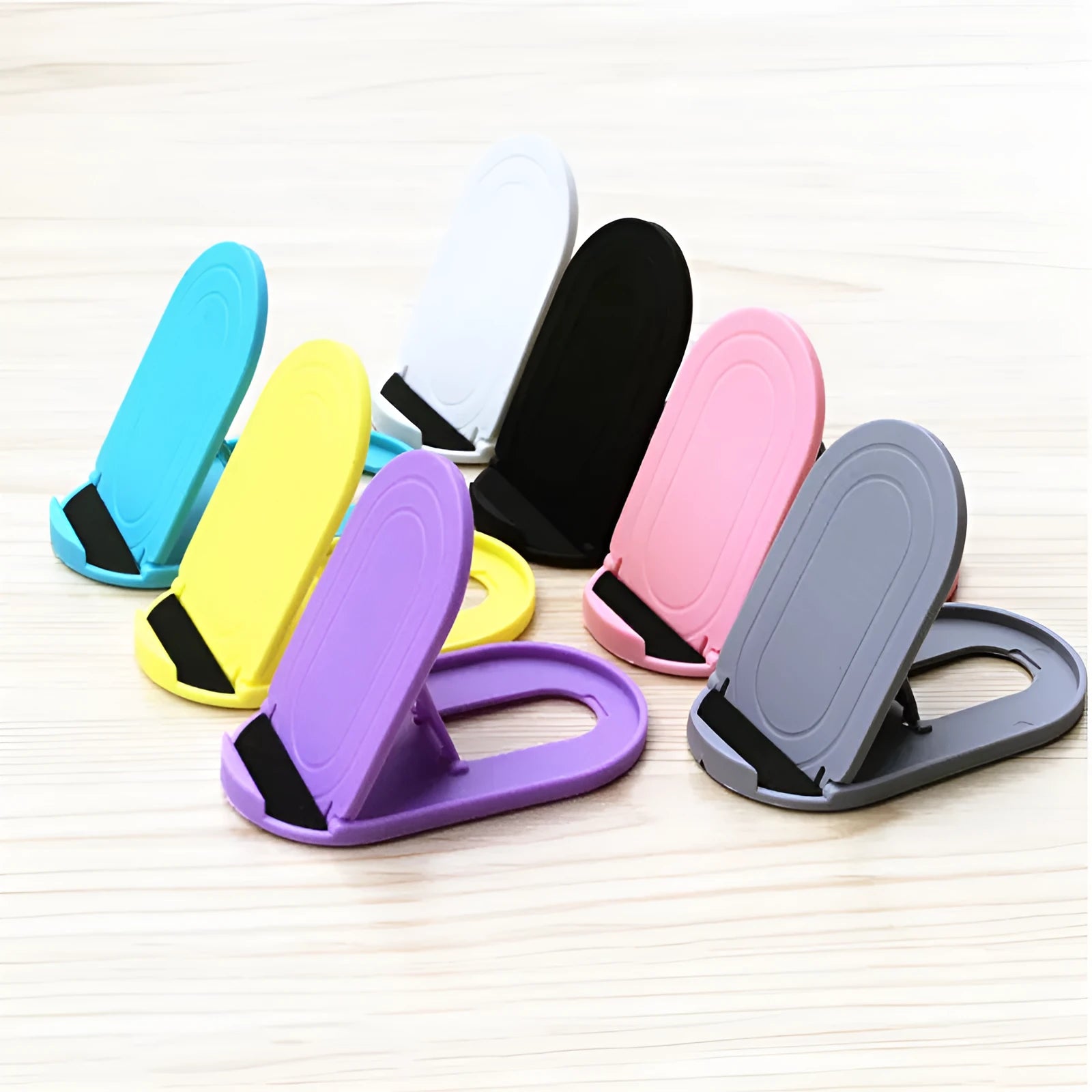 Plastic mobile phone stand with lazy bracket design in six colour options