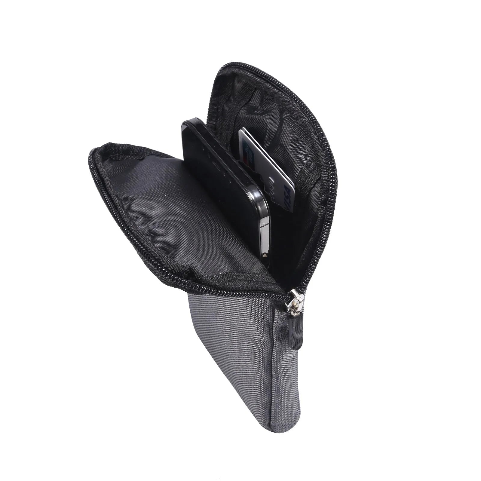 A solid colour neoprene waterproof waist bag worn diagonally across the body, shown in black.