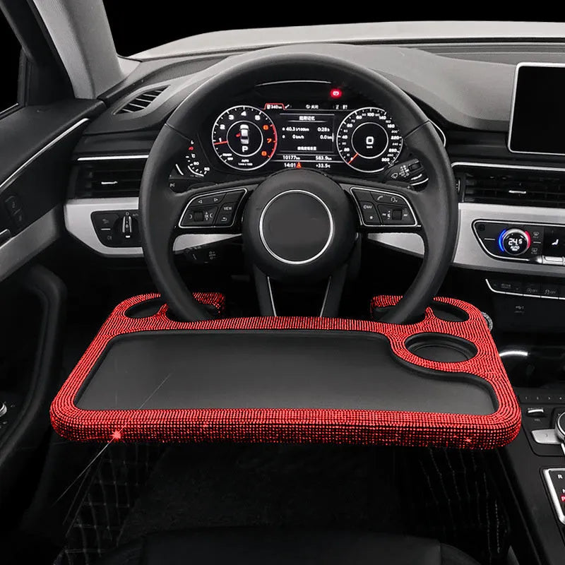 Car steering wheel diamond inlaid dinner plate, 43x29cm, high-precision water drill material, with diamond colour finish