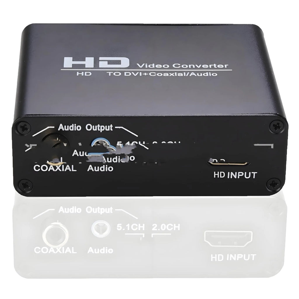 Black HDMI to DVI converter with coaxial 3.5mm audio output and 1.5 metre cable for safety monitor systems