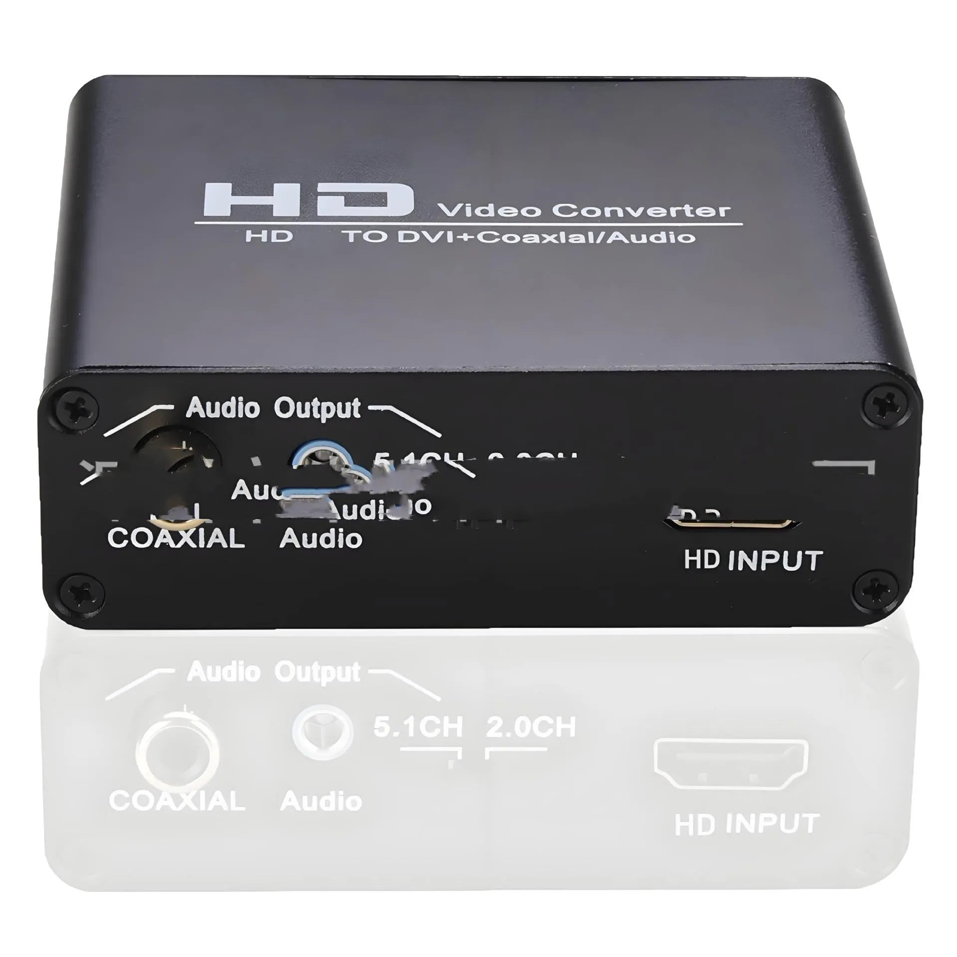 Black HDMI to DVI converter with coaxial 3.5mm audio output and 1.5 metre cable for safety monitor systems