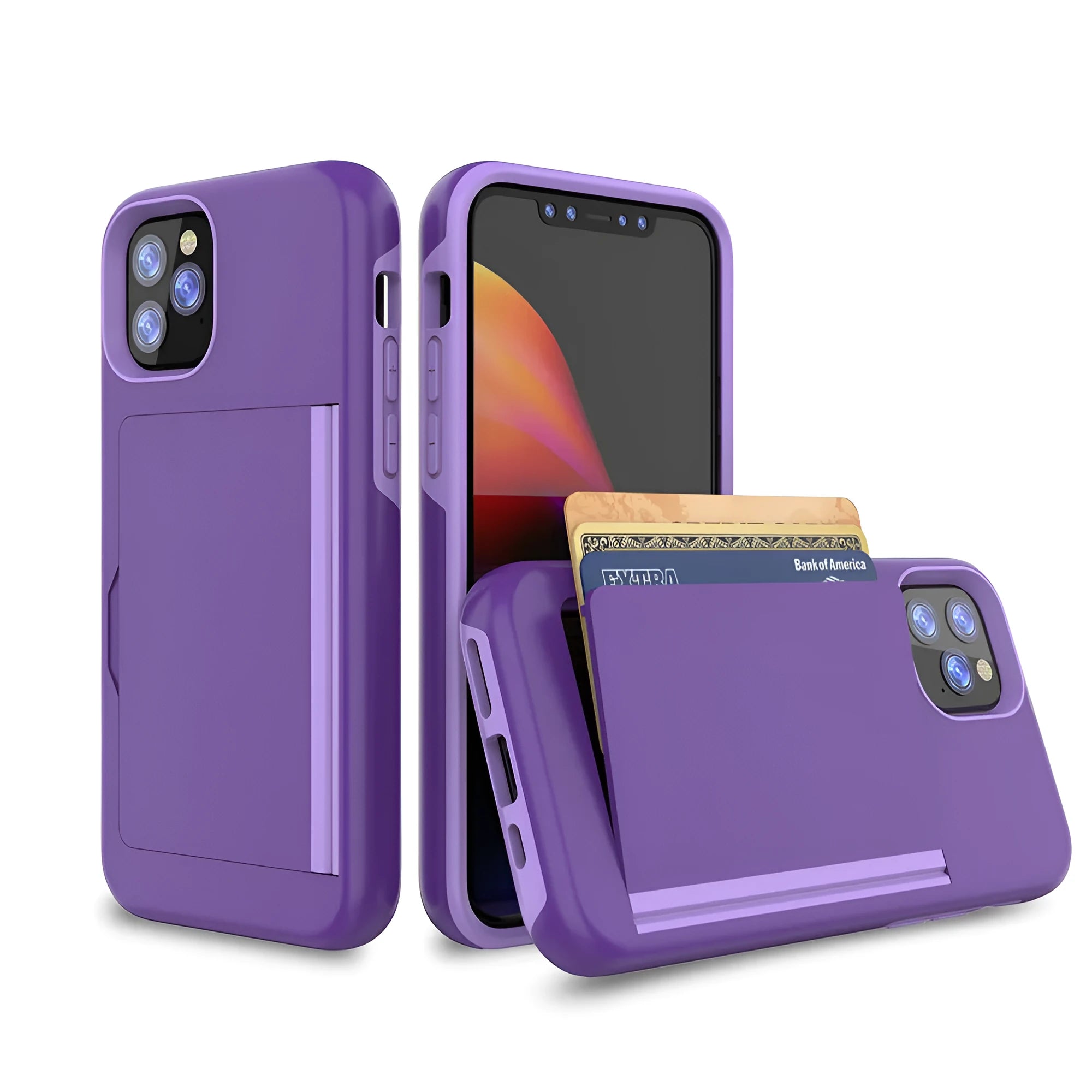 Simple solid-colour TPU and PC mobile phone shell for iPhone 11 series in black, red, pink, dark blue, blue, and purple.