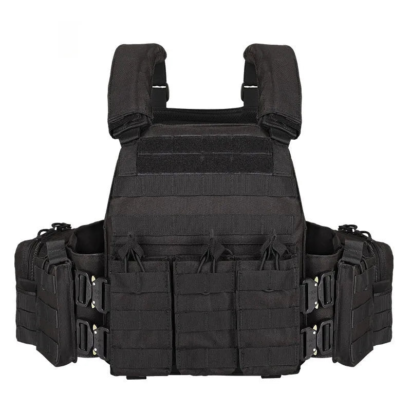 Men's camouflage tactical vest in polyester fabric for outdoor training and shooting sports