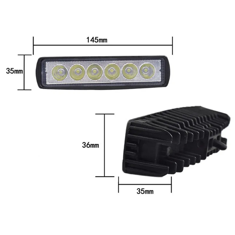 Black car auxiliary LED spotlight with die-cast aluminium housing and bracket mounting