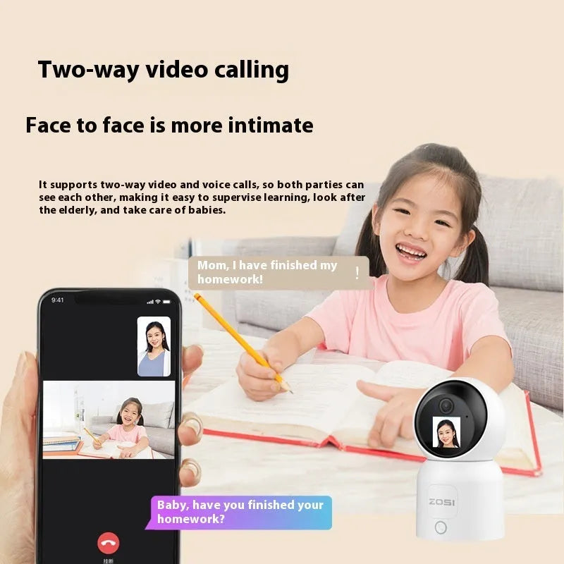 Zhou Shi wireless indoor security camera with 2.8-inch screen and screw-fixed bracket