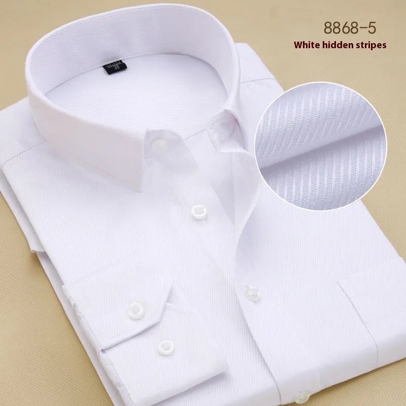 Men's black slim fit cotton business shirt with long sleeves and cardigan style