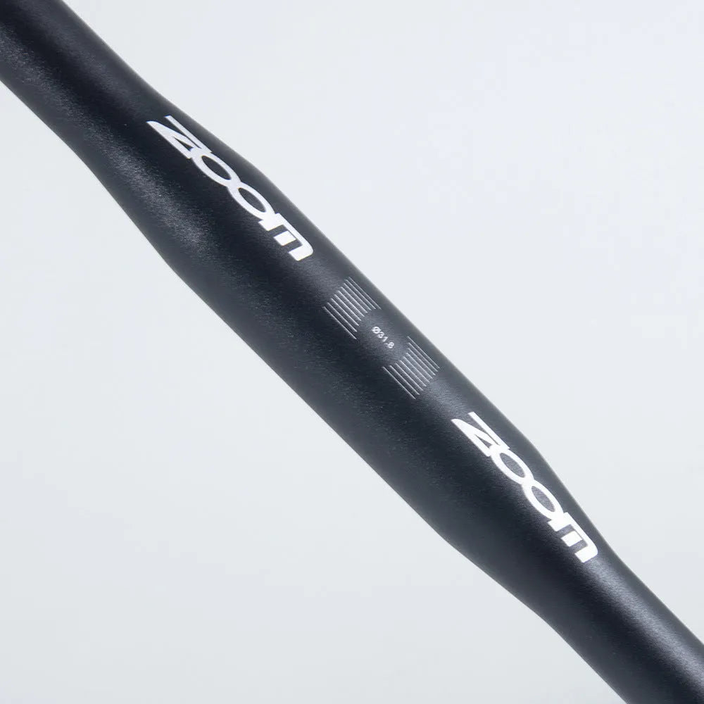 Black aluminium alloy road bike bent handlebar, 420mm wide with 31.8mm clamp.