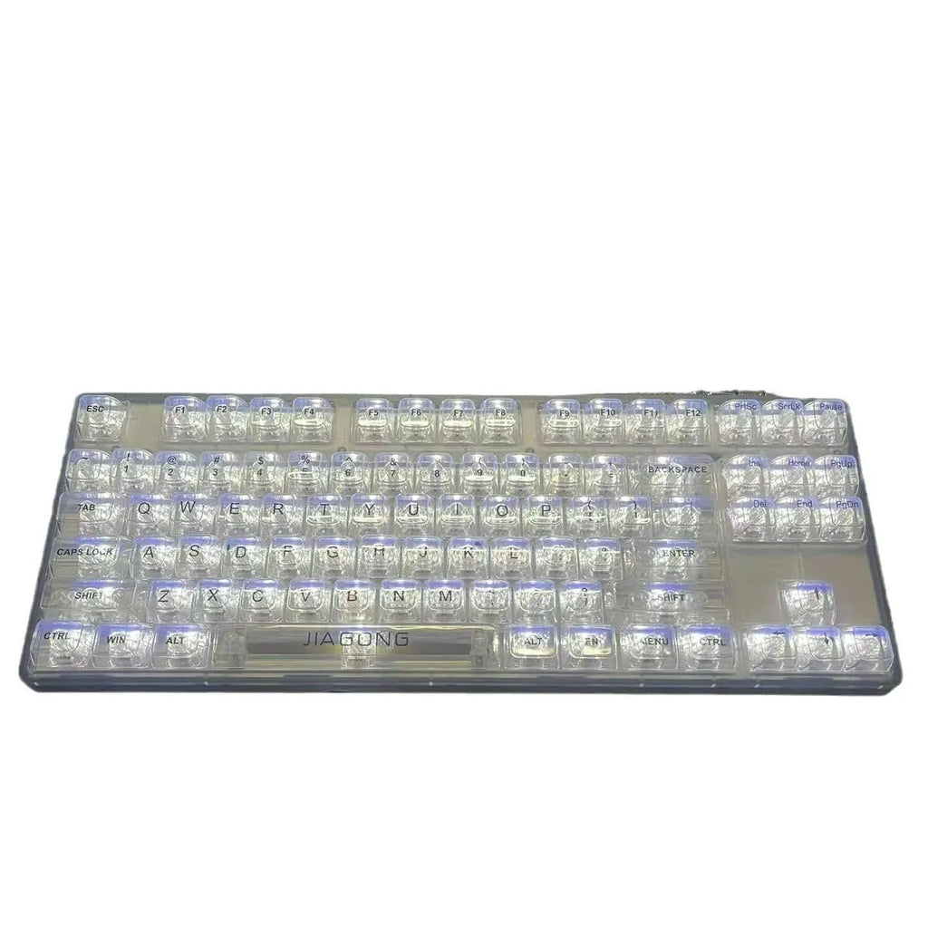 Transparent plastic key cap set with 132 pieces for mechanical keyboards