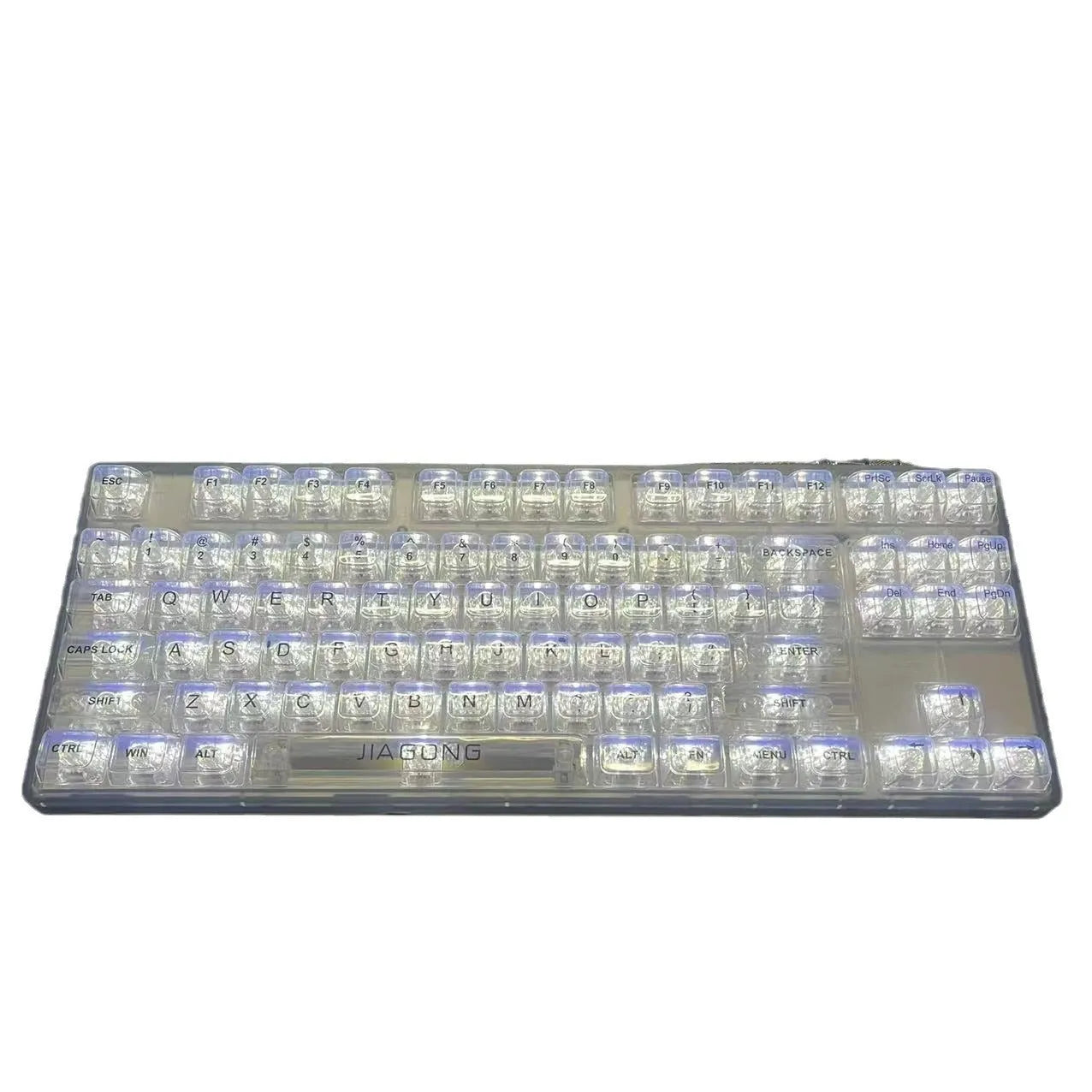 Transparent plastic key cap set with 132 pieces for mechanical keyboards