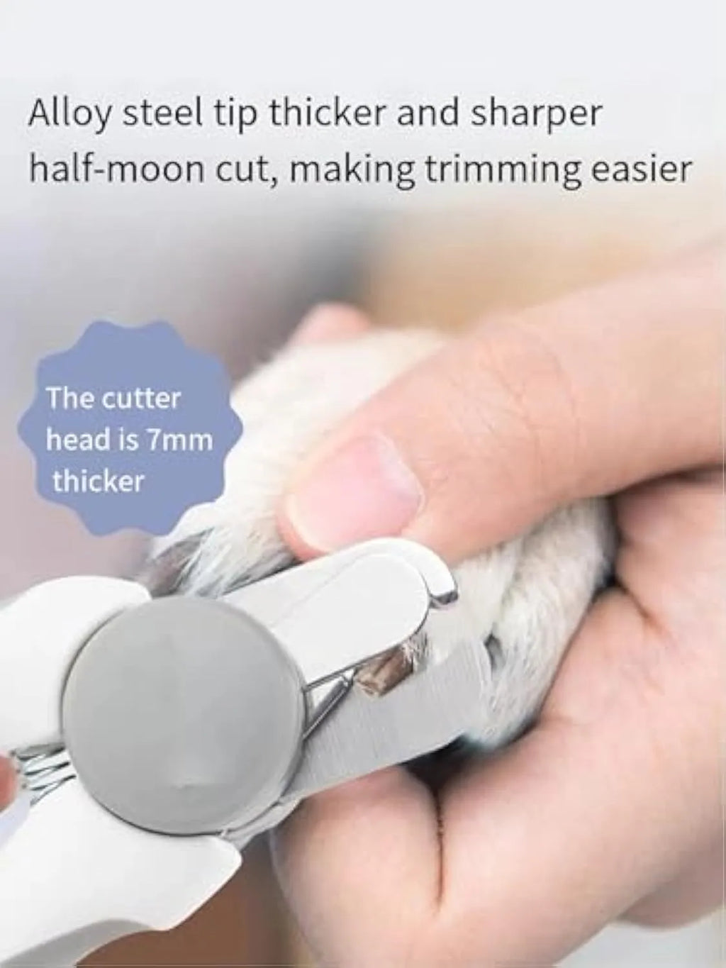 Blue heavy-duty dog nail clippers with a safety guard for large dogs and thick nails.