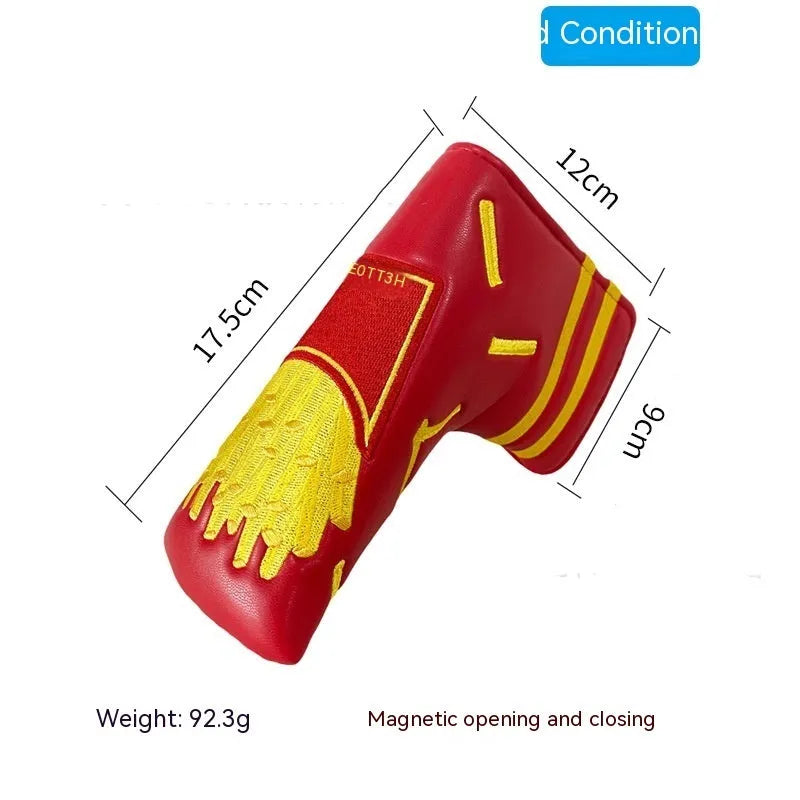 Colourful golf putter sleeve for straight bars with novelty designs and waterproof PU construction