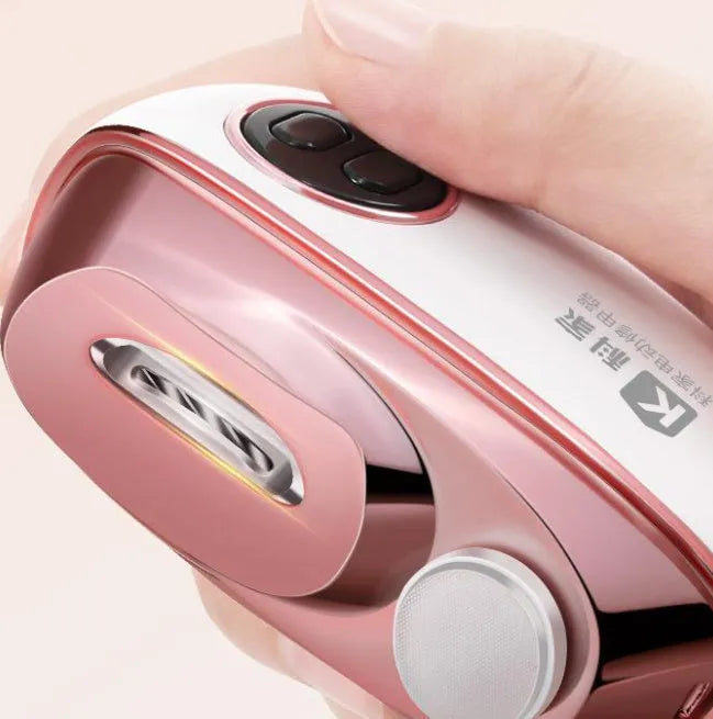 Blue electric nail clipper and polisher with USB Type-C charging port and cleaning brush