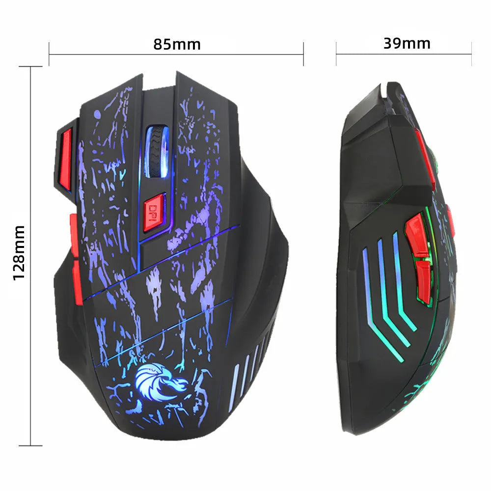 Water crack colourful luminous wired gaming mouse with USB cable