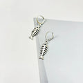 Retro fishbone motif pendant necklace with matching earrings set on O-shaped chain