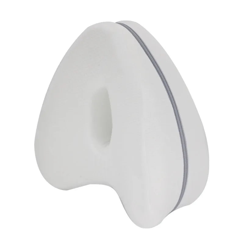 Heart-shaped memory foam leg pillow in blue colour with dimensions 25x23x13cm