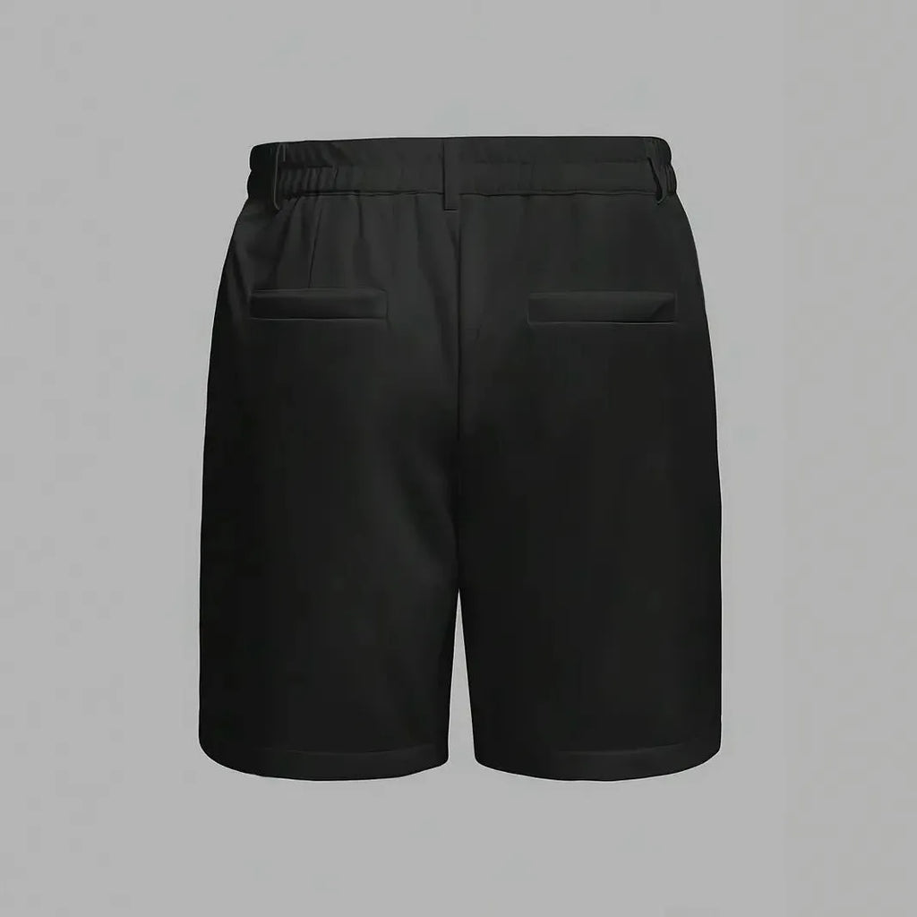 Men's straight-cut casual sports shorts in a solid colour, showcasing the micro-elastic cotton blend fabric.