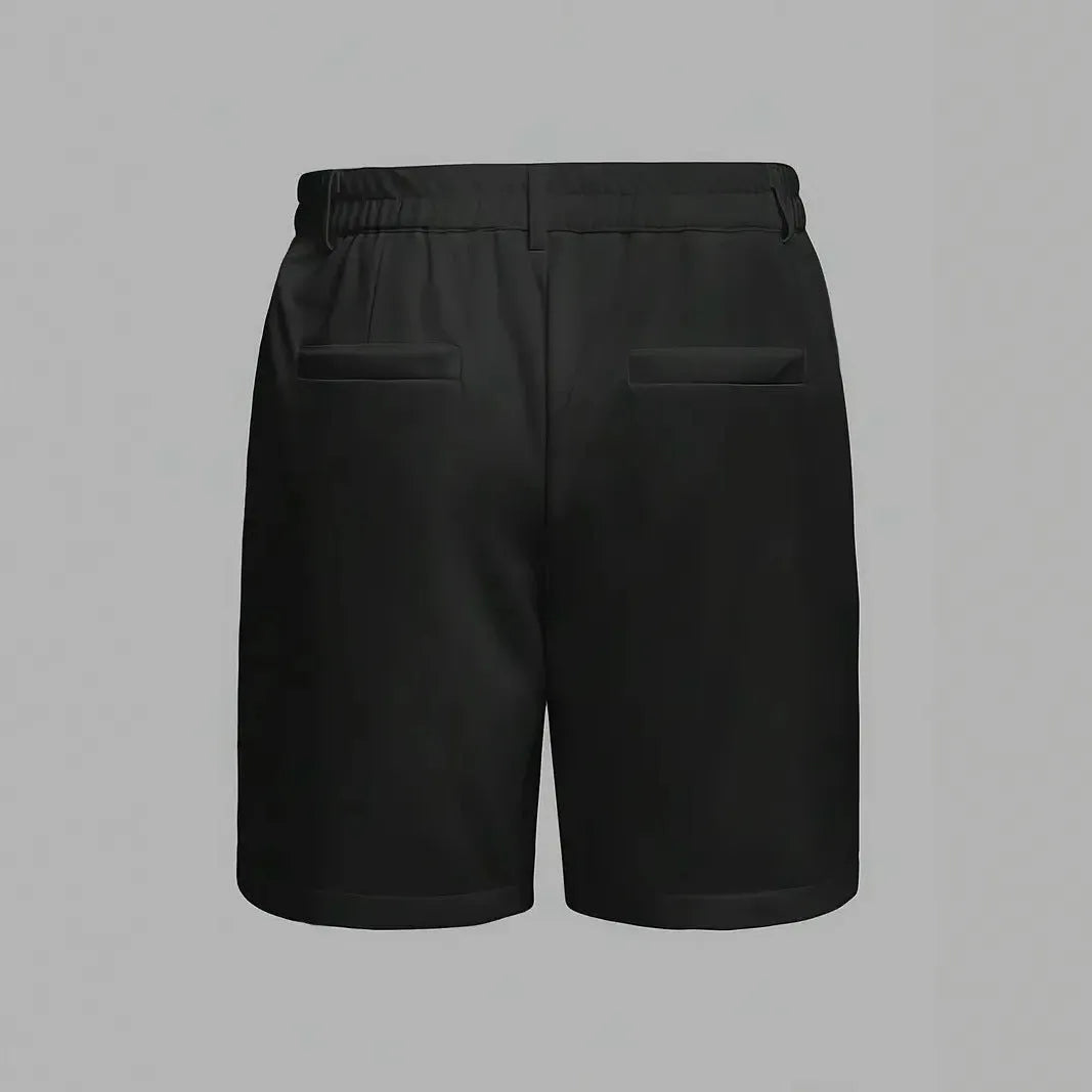 Men's straight-cut casual sports shorts in a solid colour, showcasing the micro-elastic cotton blend fabric.
