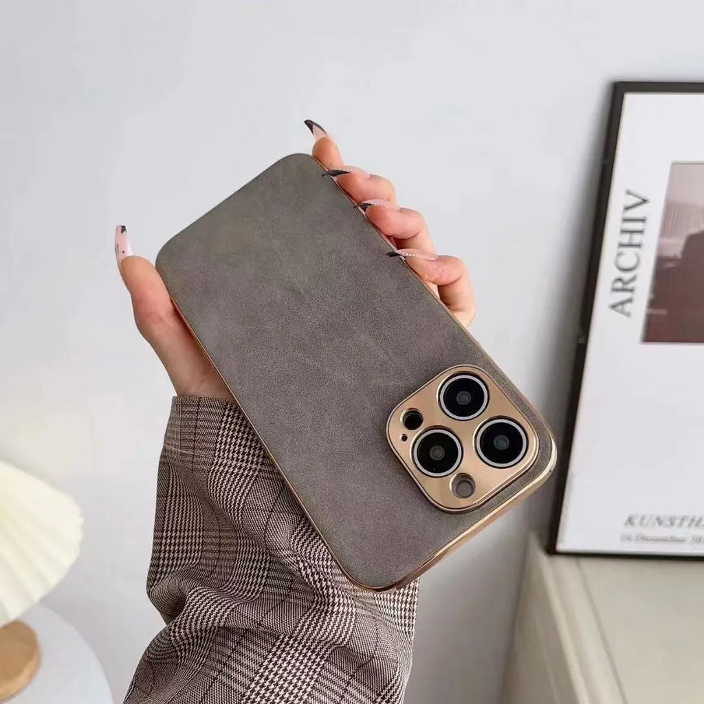 Leather texture phone case in TPU material showing solid colour design for iPhone compatibility