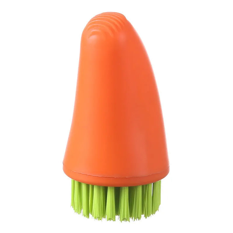 Carrot-shaped nylon cleaning brush with radish pattern in orange colour