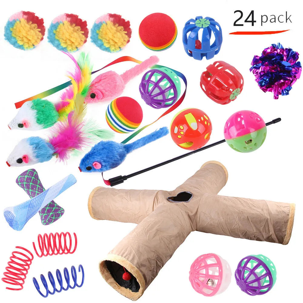 Plastic cat toy suit with tunnel channels in a selected colour from the B99801-B99855 range