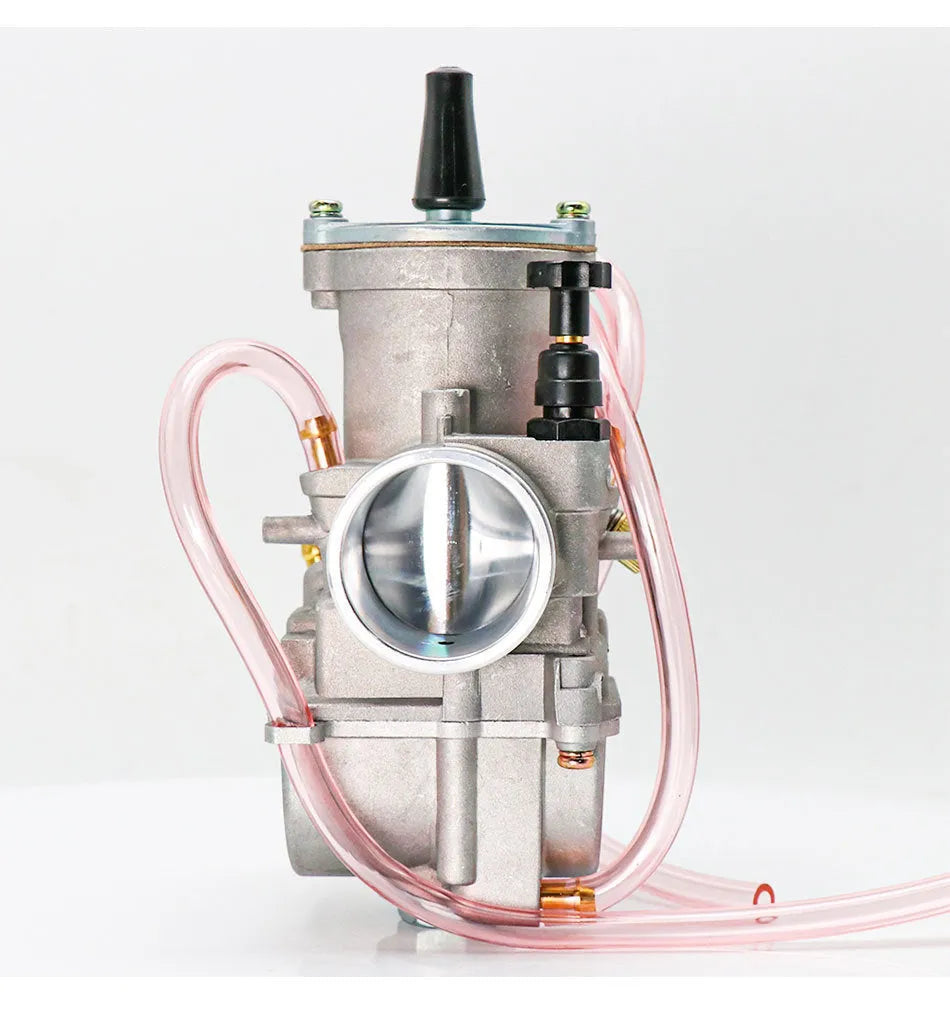 Sandblasted PWK motorcycle carburetor kit with sizes from 21mm to 34mm for engine modification.