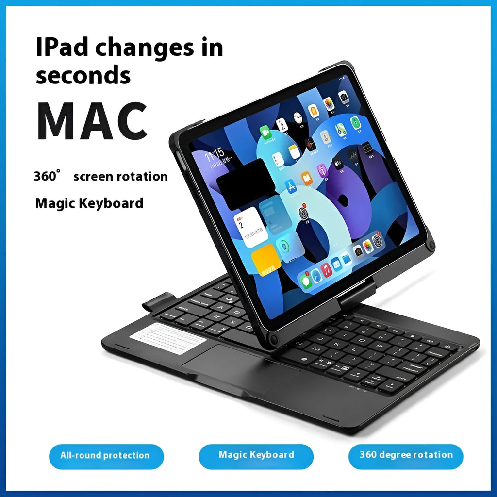 Miaocontrol 360-degree rotating Bluetooth keyboard for iPad tablets in silver colour