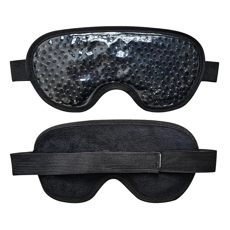 White rechargeable hot and cold compress eye mask with USB charging cable