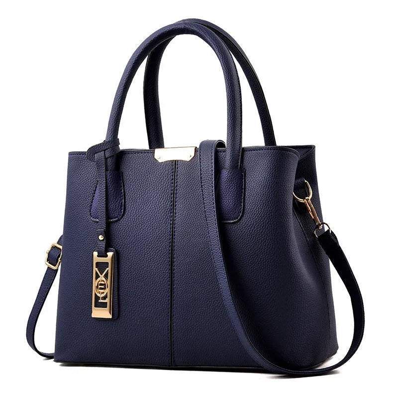 Soft PU large capacity fashion shoulder bag with leather strap in horizontal square shape
